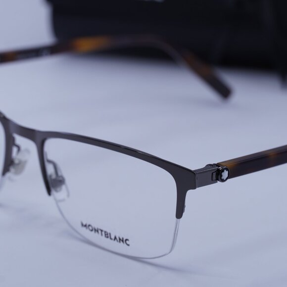 Montblanc MB0015O 002 Rectangle Eyeglasses 56mm – Ruthenium/Havana - Picture 2 of 9